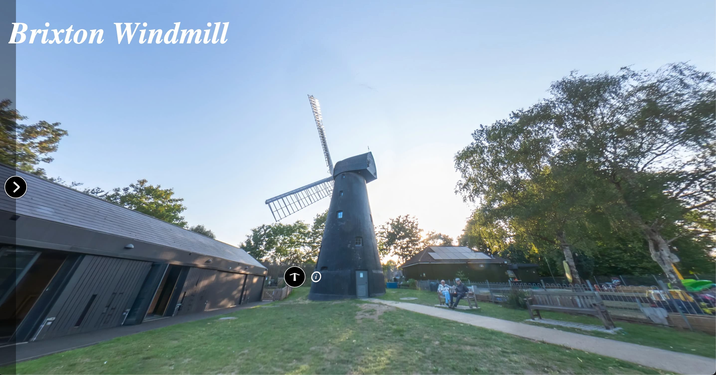 Brixton Windmill drone capture setup showing DJI Mavic 2 Pro orbital flight path